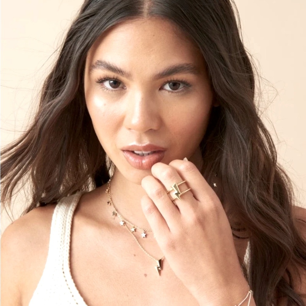 KENDRA SCOTT BOLT DOUBLE BAND RING - SILVER Sz: 7 - Picture 4 of 6